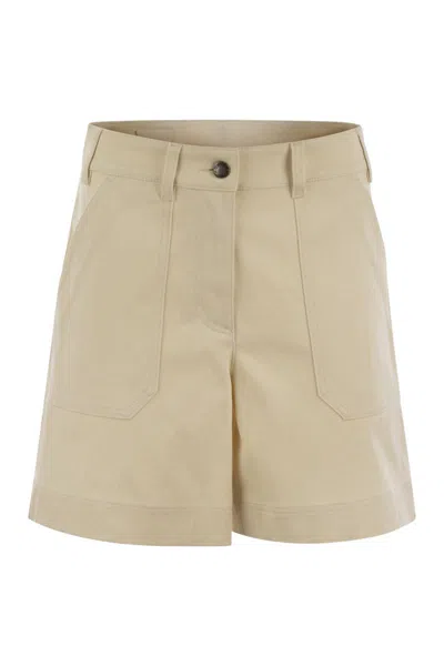Moncler Cotton Gabardine Shorts In Multi