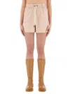 Moncler Grenoble Pink Shorts With Elastic Drawstring Elastic Waist And Logo Embroidery On The Side I In Pink