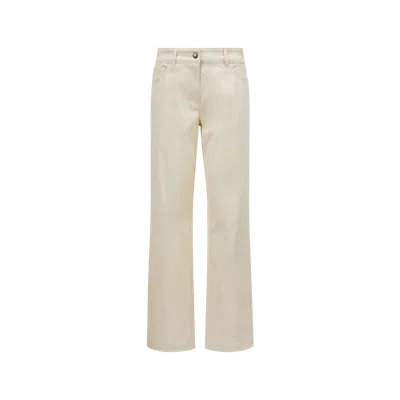 Moncler Pantalon Droit En Gabardine De Coton In White