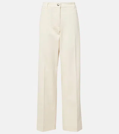 Moncler Cotton Gabardine Straight Pants In White