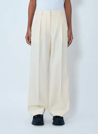 Moncler Cotton Gabardine Wide-leg Tailored Pants In White