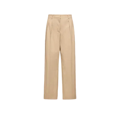 Moncler Pantalon Ample En Gabardine De Coton, Femme, Beige, Taille: 44 In Brown