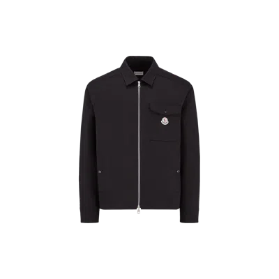 MONCLER COTTON GABARDINE ZIP-UP SHIRT JACKET BLACK