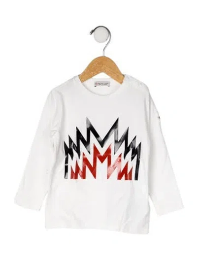Pre-owned Moncler Babies' Cotton Graphic Print Long Sleeve T Shirt In White