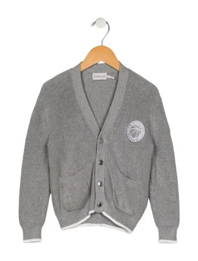 Pre-owned Moncler Babies' Cotton Grey And White Patterned Cardigan With Snap Closure In Multi