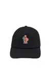 Moncler Grenoble Black Baseball Cap With Logo Embroidery In Cotton Man