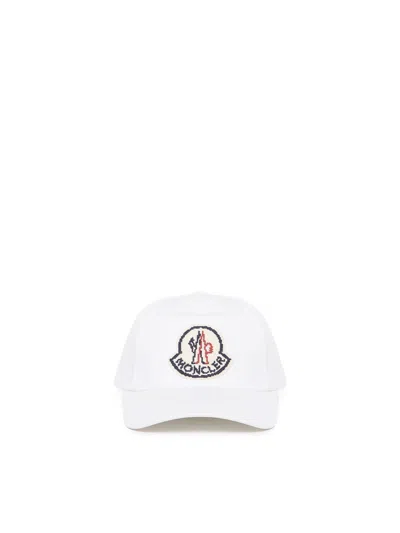 Moncler Cotton Hat With Logo Patch In White