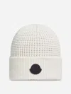 Moncler Textured Knit Hat With Folded Brim In White