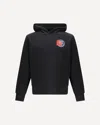 Moncler Star Logo Patch Cotton Hoodie In Black