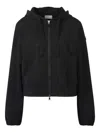 Moncler Plush Hooded Cardigan In Black