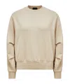 Moncler Sweat En Coton À Manches Plissées In Nude