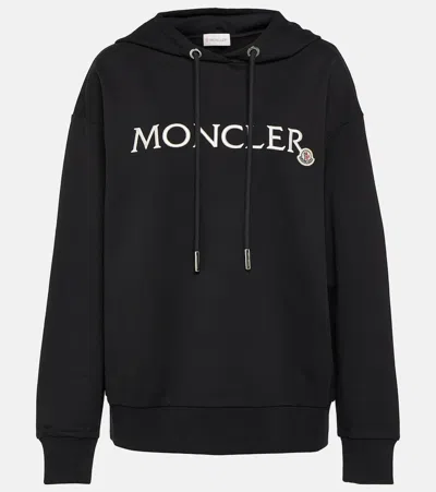 Moncler Cotton Jersey Hoodie In Black