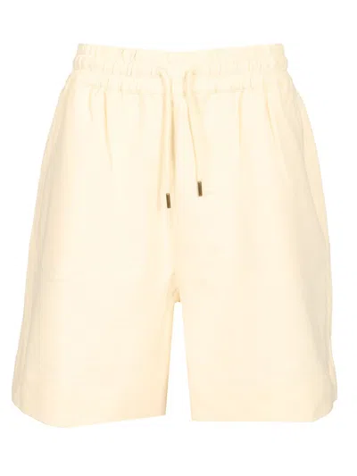 Moncler Cotton Jersey Shorts Trousers White In Orange