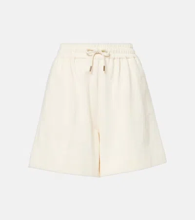 Moncler Cotton Elastic Waistband Side Pockets Drawstring Shorts In White