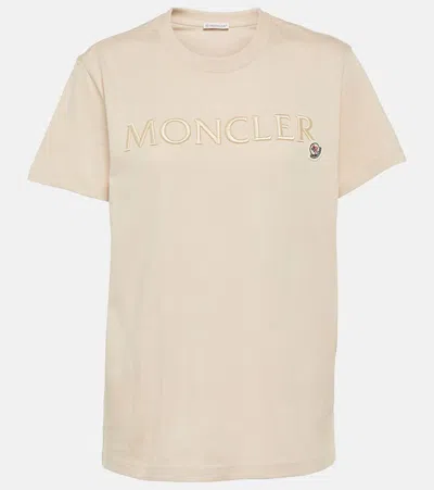 Moncler Cotton Jersey T-shirt In Beige