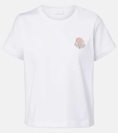 Moncler White Cotton Logo T-shirt In Yellow