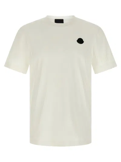 Moncler Cotton Jersey T-shirt With Contrasting Logo Patch In Pattern