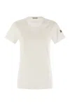 Moncler Women Cotton Jersey T-shirt With Logo Patch In Beige