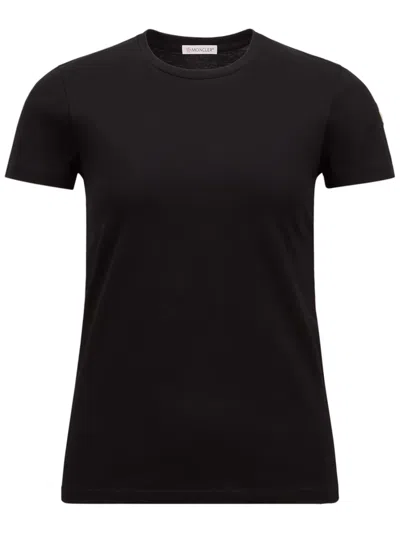 MONCLER MONCLER COTTON JERSEY T-SHIRT WITH LOGO PATCH