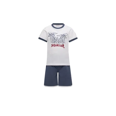 Moncler Kids' Ensemble Haut Et Short En Jersey De Coton, Garçons, Multicolore, Taille: 8a In Blue