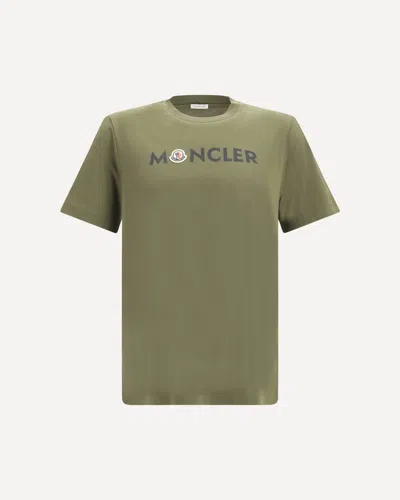 Moncler Cotton Jersey T-shirt With Chest Logo In Green
