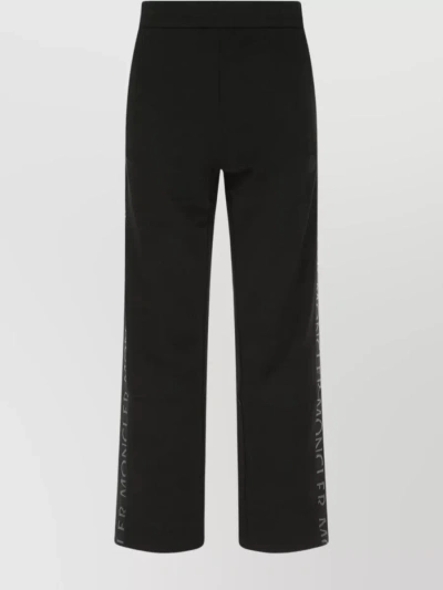 Moncler Cotton Joggers With Wide-leg And Cropped Length In Black