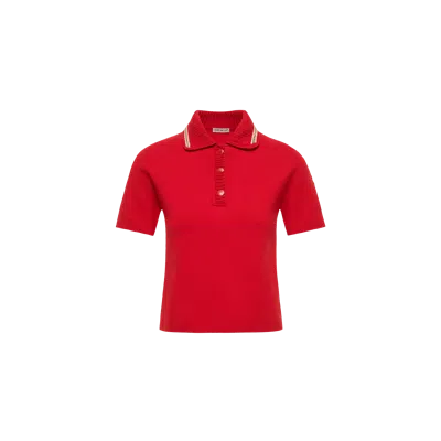 Moncler Cotton Knit Polo Shirt, Women, Red, Size: Xs