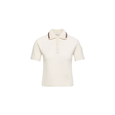 Moncler Knit-trim Cotton Polo Shirt In Neutral