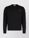 Moncler Cotton Knit Sweater Featuring Embroidery In Black