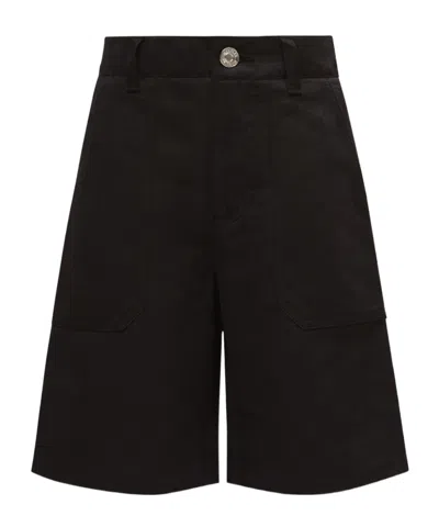Moncler Cotton  Linen Gabardine Shorts In Black