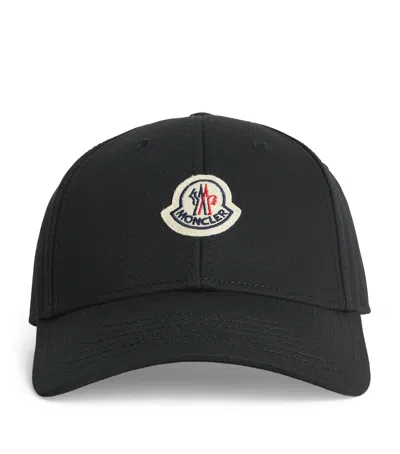 Moncler Cotton Logo Baseball Cap In Black