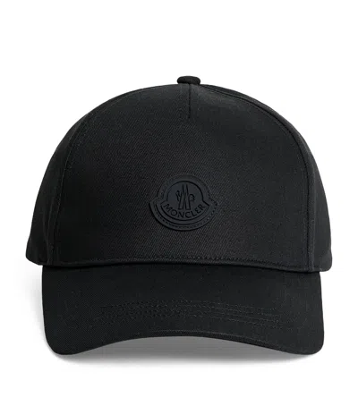 Moncler Cotton Logo Baseball Cap In Black