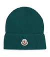 Moncler Cotton Logo Beanie In Green
