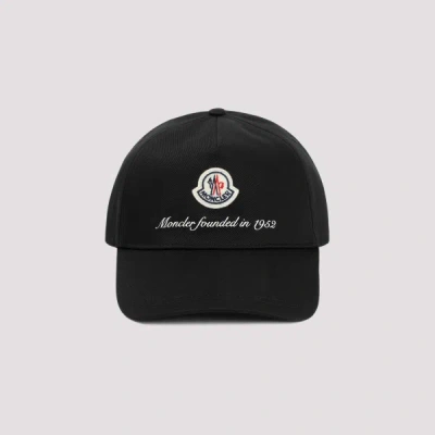 Moncler Cotton Logo Cap In Black