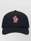 Moncler Blue Logo Baseball Hat In Black