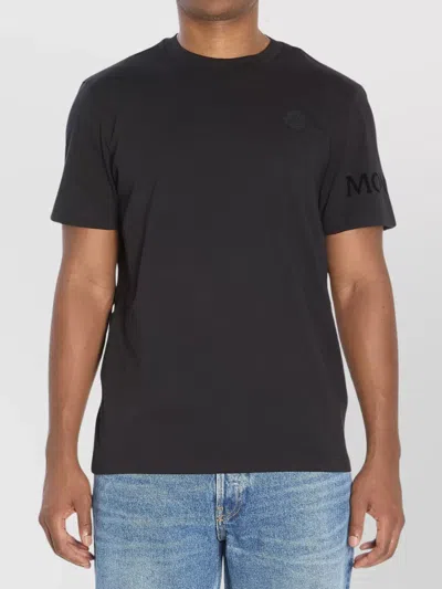 Moncler Soft Cotton Short Sleeve Crew Neck T-shirt In Black
