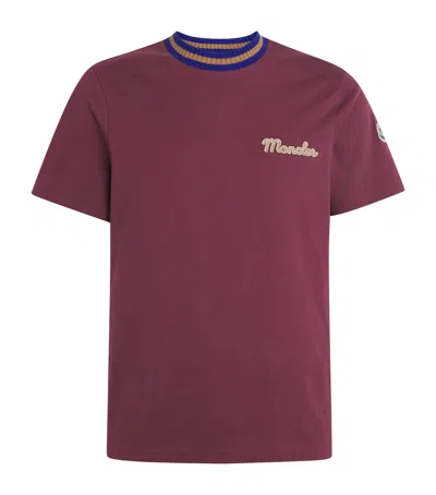 Moncler Logo Cotton Jersey T-shirt In Burgundy