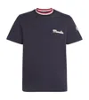 Moncler Cotton Logo Embroidered T-shirt In Blue