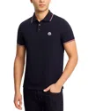 Moncler Cotton Polo Shirt With Logo In Blue