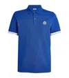 Moncler Cotton Polo Shirt With Logo Patch On The Front In Blue