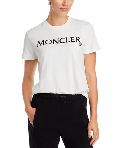 Moncler Cotton Logo Short Sleeve Tee In Natural