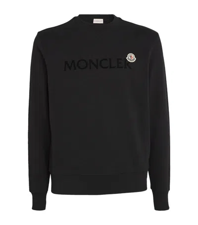 Moncler Cotton Logo Sweatshirt In Black