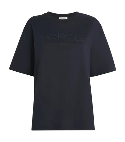 Moncler Cotton Logo T-shirt In Blue