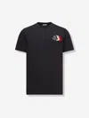 Moncler Blue T-shirt With Embroidered Tricolor Logo In Black
