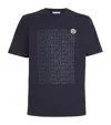 Moncler Blue T-shirt With Repeated Logo Pattern In Blue
