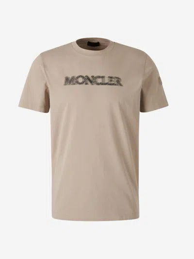 Moncler Cotton Logo T-shirt In Brown