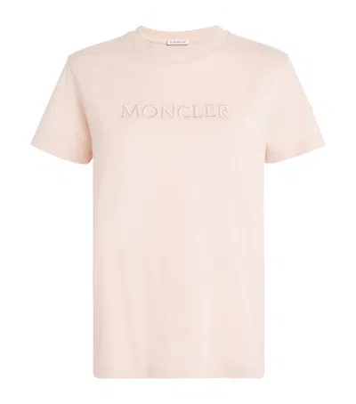 Moncler Cotton T-shirt With Logo In Pink