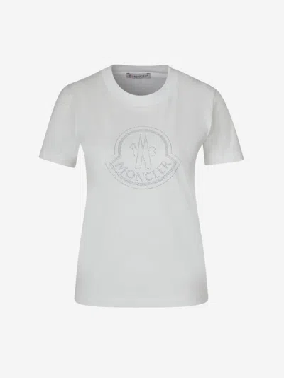 Moncler Womens Crewneck Short Sleeve Graphic T-shirt In Beige