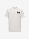 Moncler Cotton T-shirt With Embroidered Tricolour Logo In White