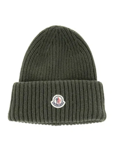 Pre-owned Moncler Cotton Logoed Braided Hat In Green